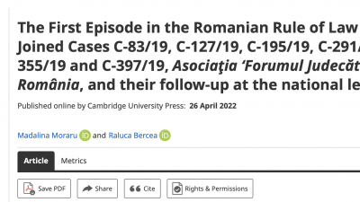 Permalink to:New publication – The First Episode in the Romanian Rule of Law Saga